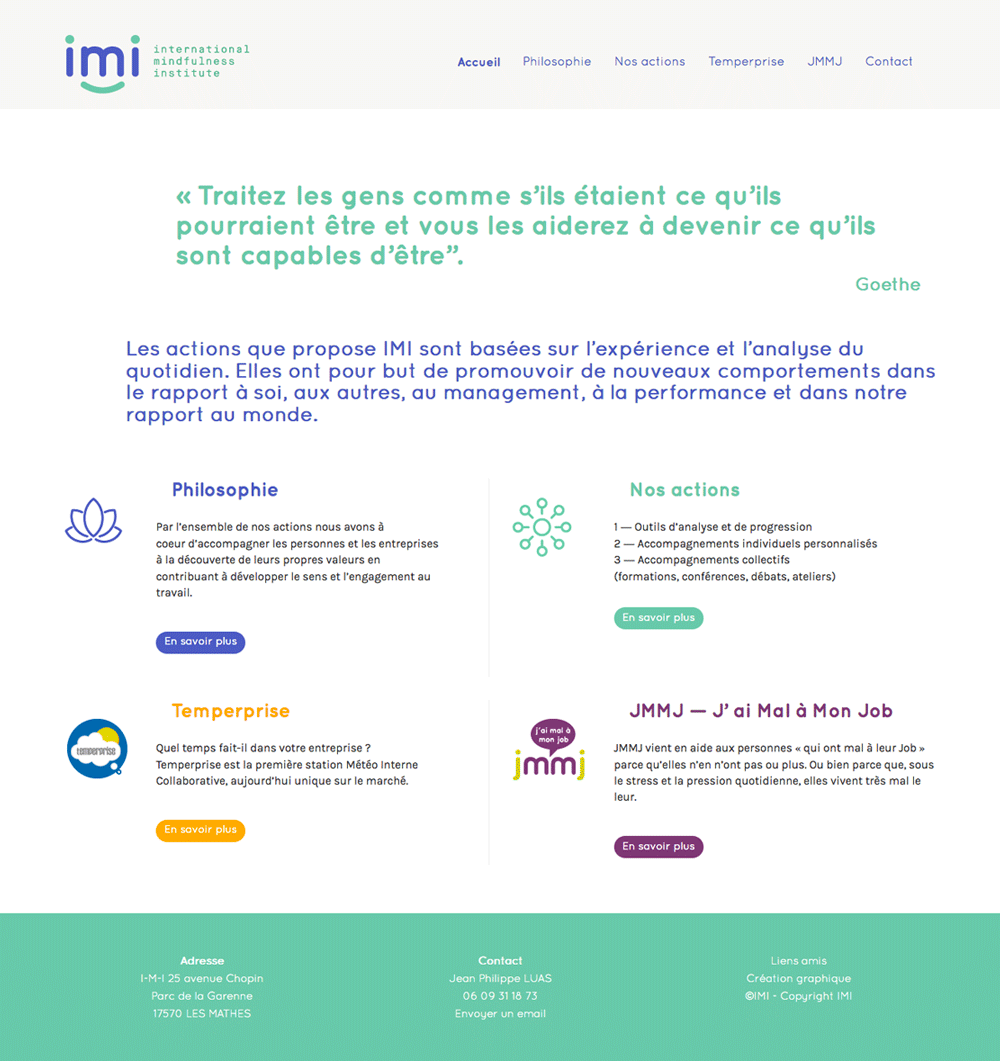 webdesigner lyon - page accueil international mindfulness institute