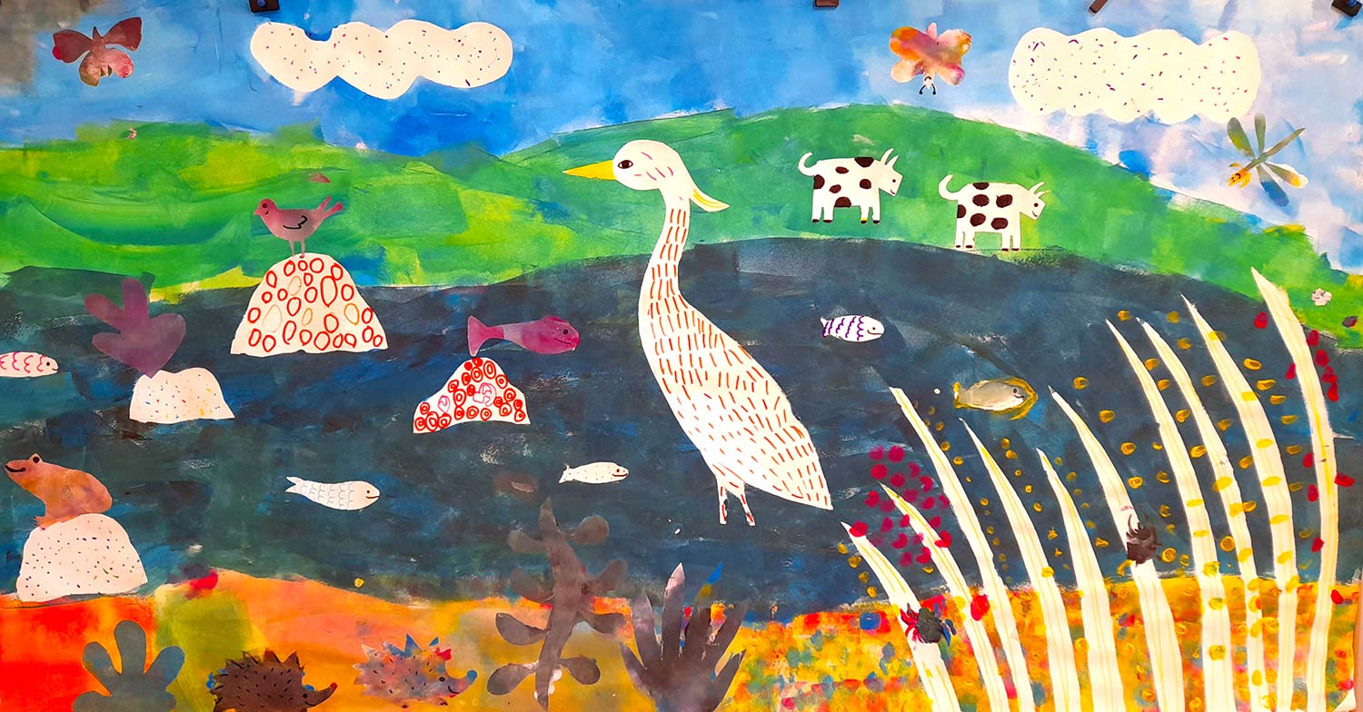creation fresque maternelles riviere biodiversite Tournon-sur-rhone