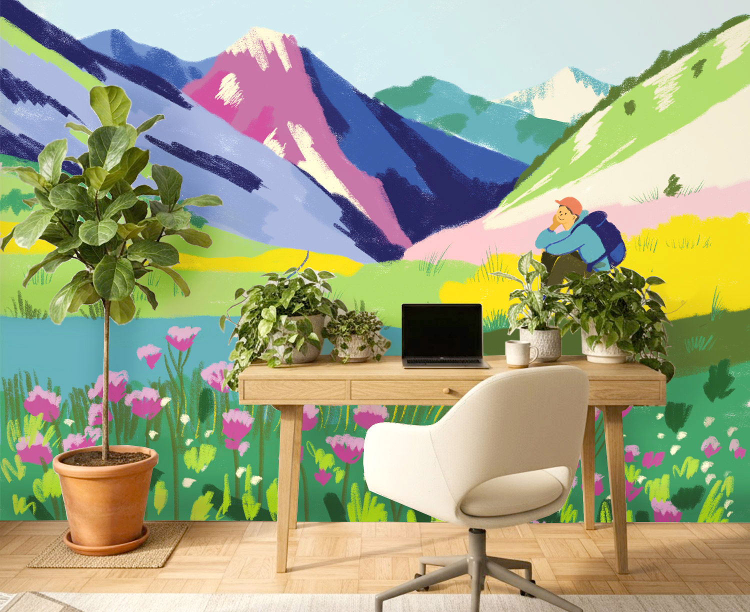 illustrateur création de fresque pour mur de bureau