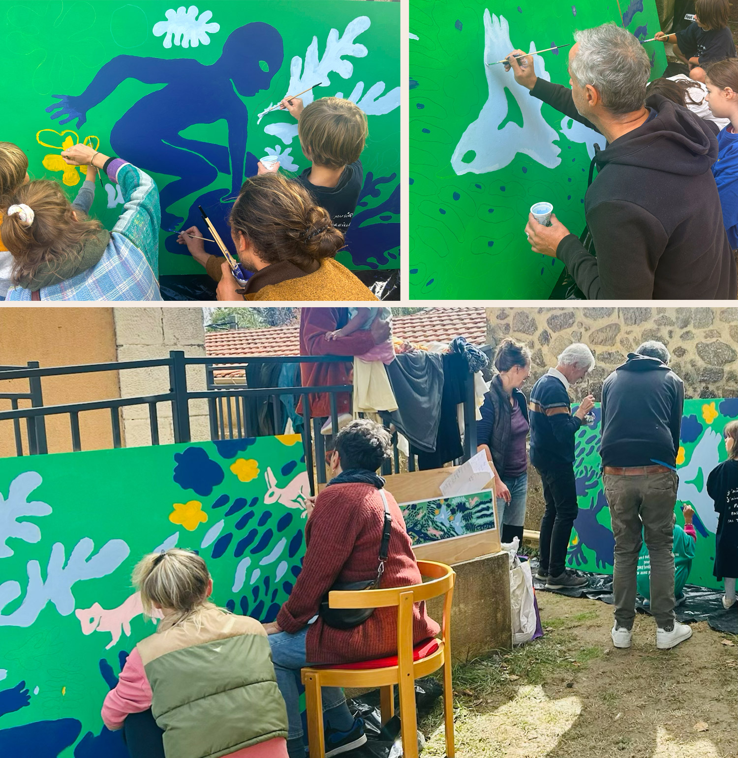 création d'une fresque participatif sur bois