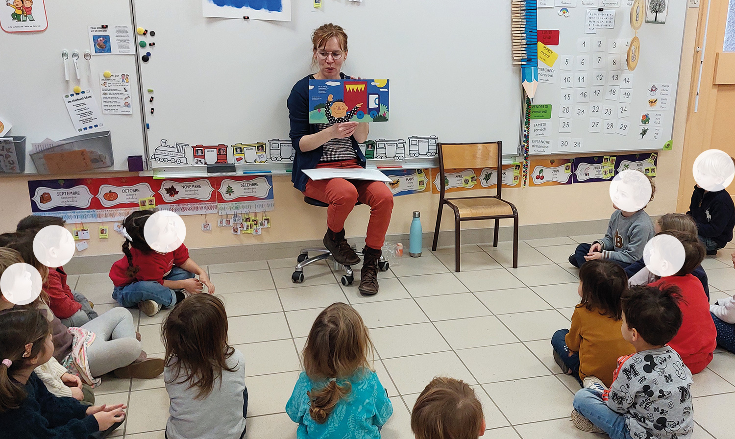 lecture dans une école maternelles près de Lyon