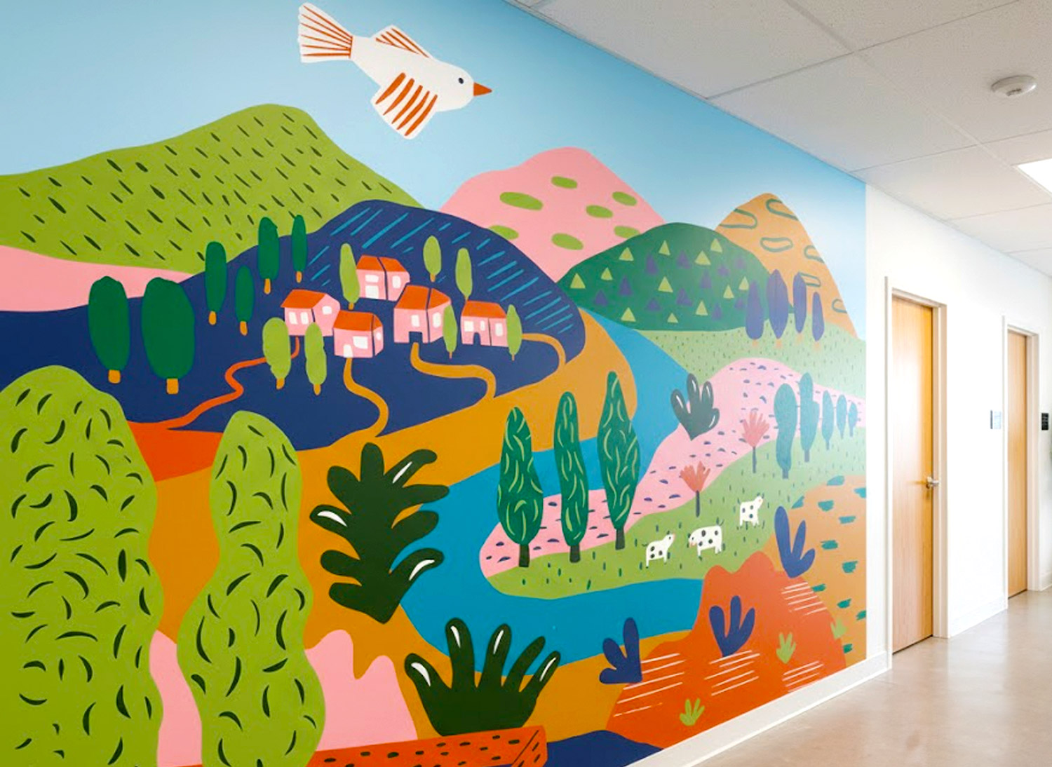 illustrateur création de fresque pour couloir entreprise