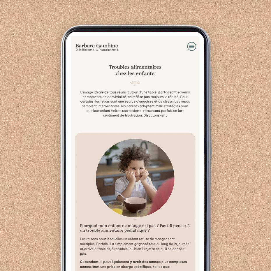 version mobile site diététicienne nutritionniste