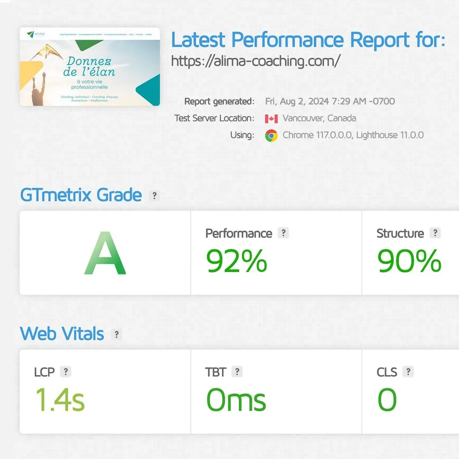 site ecoconçe performance gtmetrix