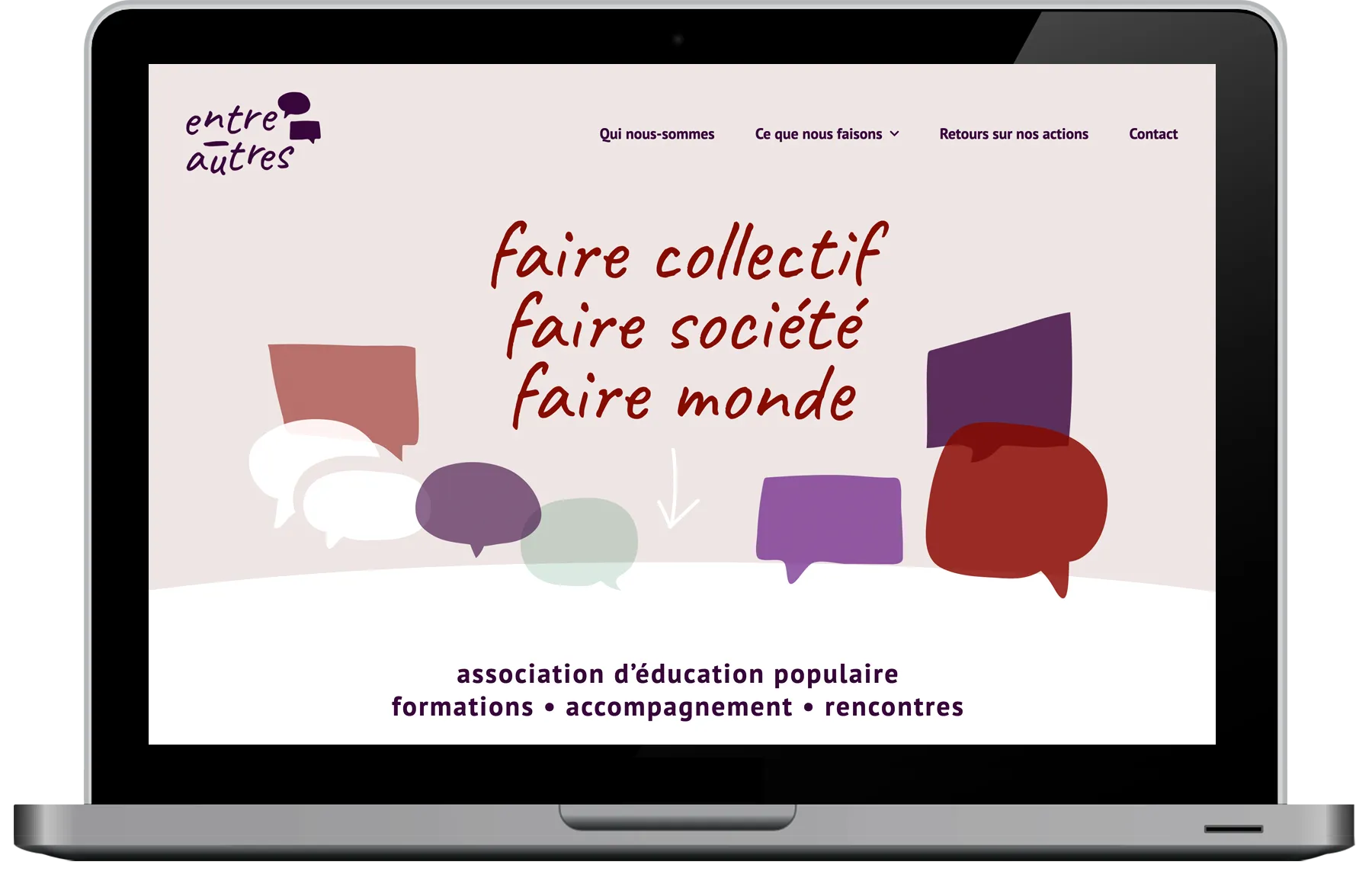 page d'accueil site web association Entre autres